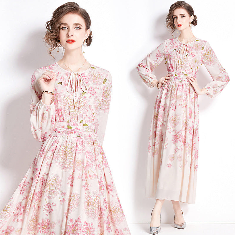 Large Swing Princess Style Printed Long Fashion Dress