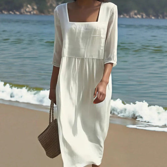 Women's Loose Round Neck Fashion Long Sleeve Printed Dress