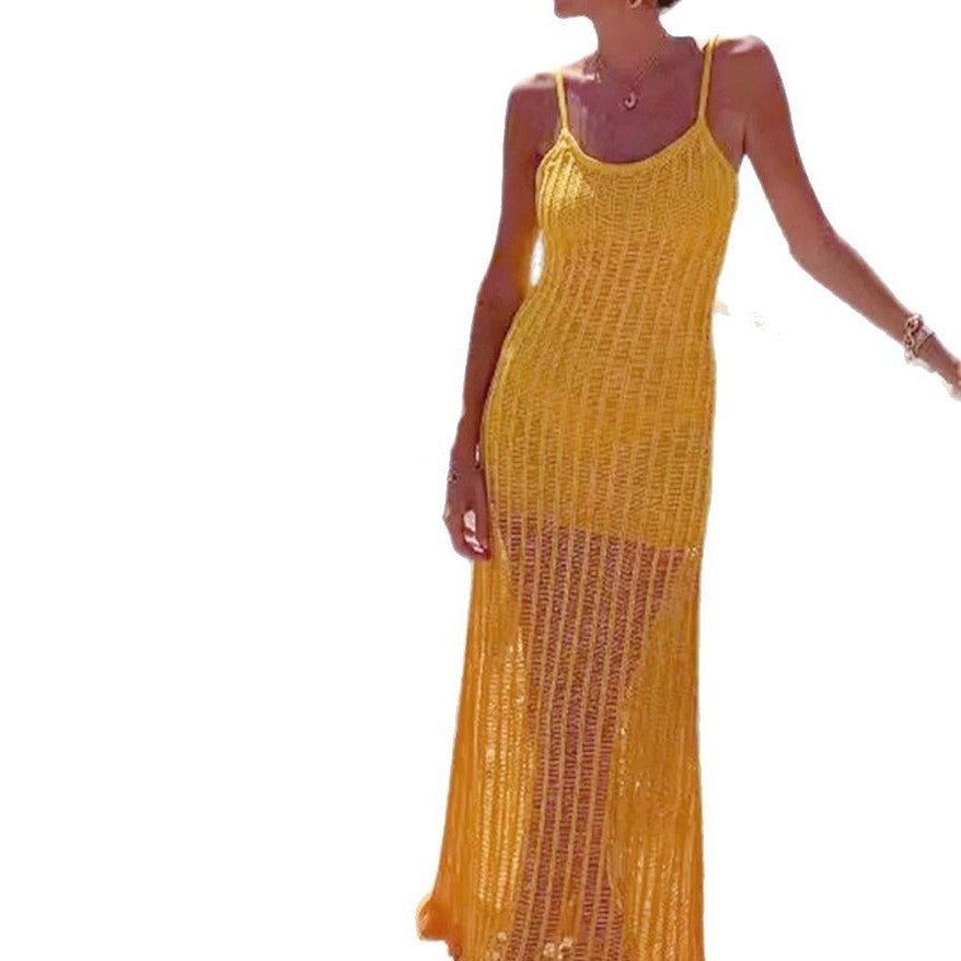 Knitted Hollow-out Camisole Beach Vacation Summer Dress