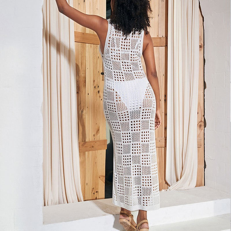 European And American Hollow Knitted Beach Cover-up