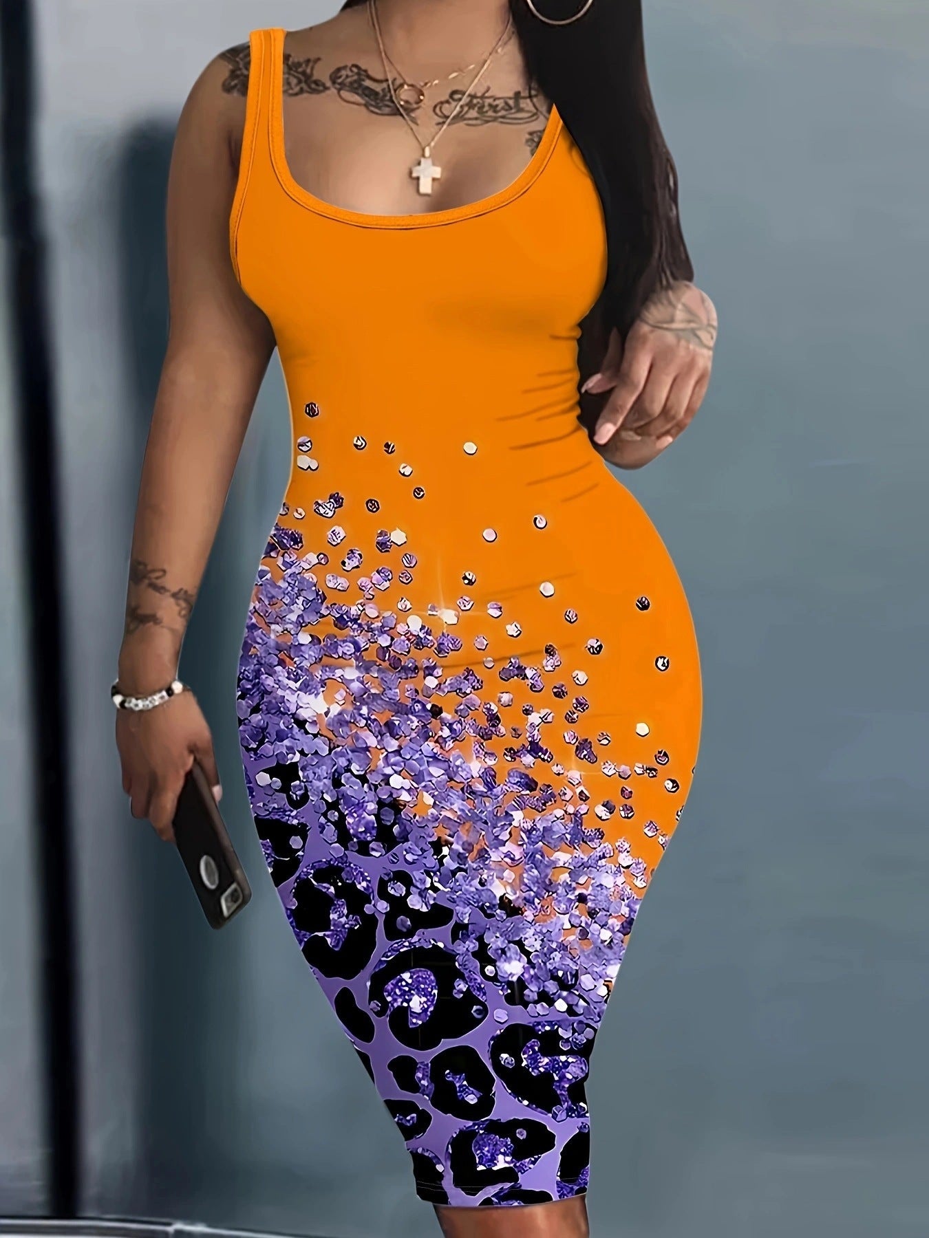 Skinny Fashion Sleeveless Dress Women's Mid Waist