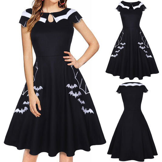 Bat Embroidered Plus Size Women's Clothing Dress
