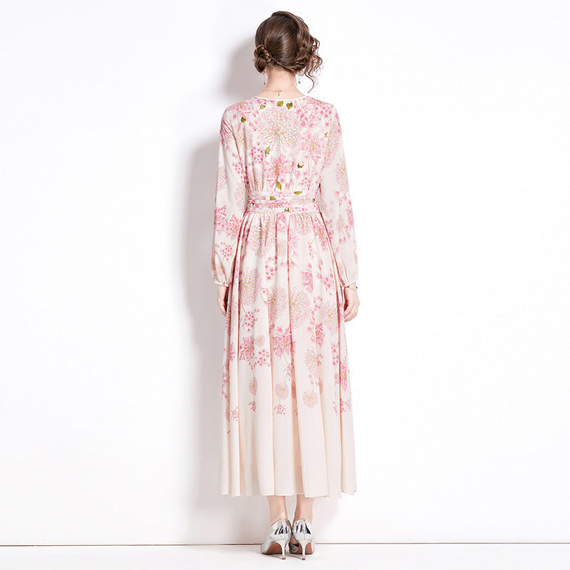 Large Swing Princess Style Printed Long Fashion Dress