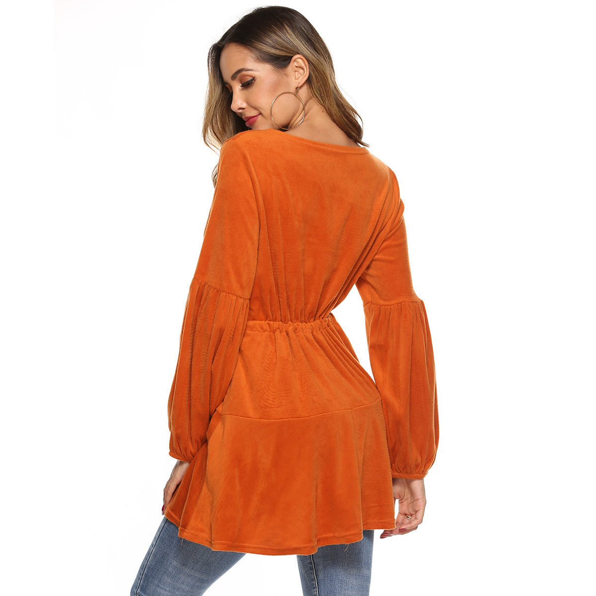 Cross V-neck Waist Girdling Band Knitted Dress