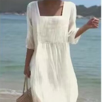 Women's Loose Round Neck Fashion Long Sleeve Printed Dress